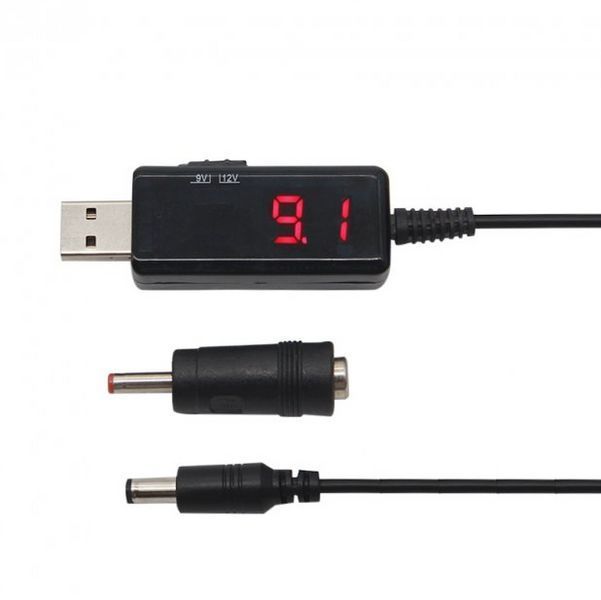 USB-кабель для підвищення напруги на 9 або 12 В DC постійного струму з перемикачем для роутера /світча від повербанка 2304565879 фото