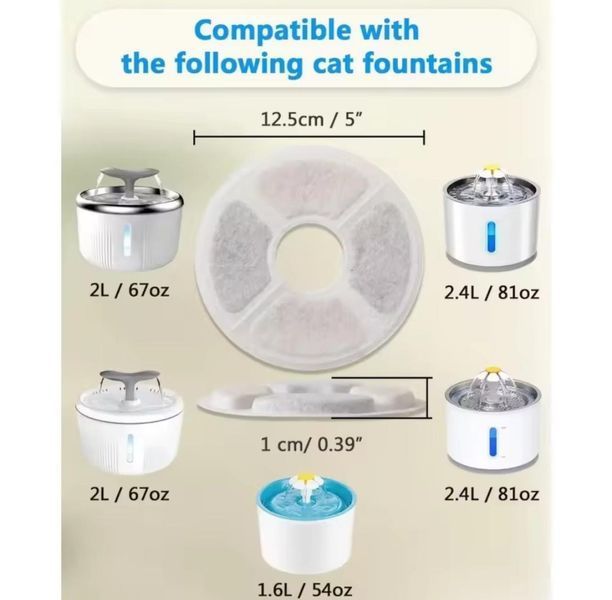 Комплект змінних фільтрів для фонтану-напувалки Pet Water FOUNTAIN 1 шт Fil-1pcs фото