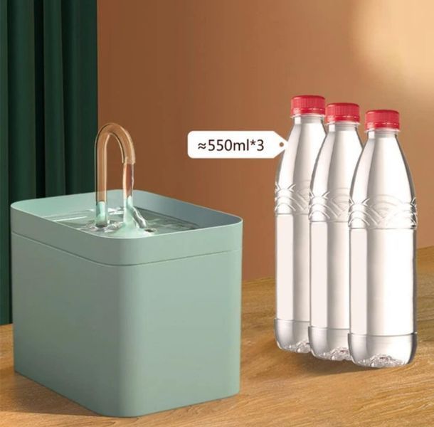 Питний фонтан для котів та собак 1.5L Pet Water FOUNTAIN з фільтром Зелений + датчик руху 225 224 + фото