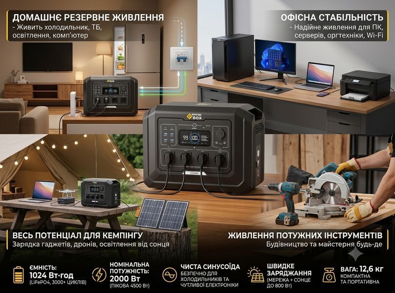Портативна зарядна станція IQ Energy Box S1 2000W Portable Power Station Battery LiFeP0 1024Wh Уточніть наявність ! фото