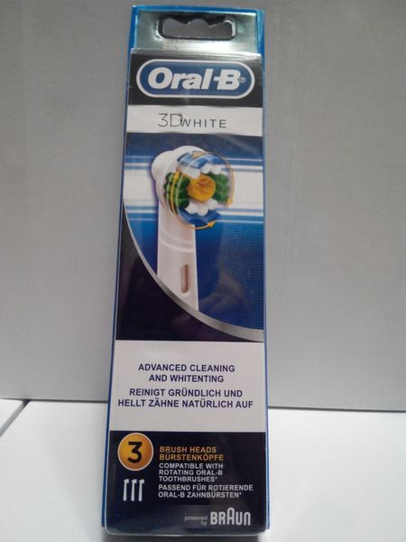 3шт Насадка oral b 3d white Oral-B Орал бі 3D White 3д Вайт EB18 для зубної щітки Braun 3шт 1479422382 фото